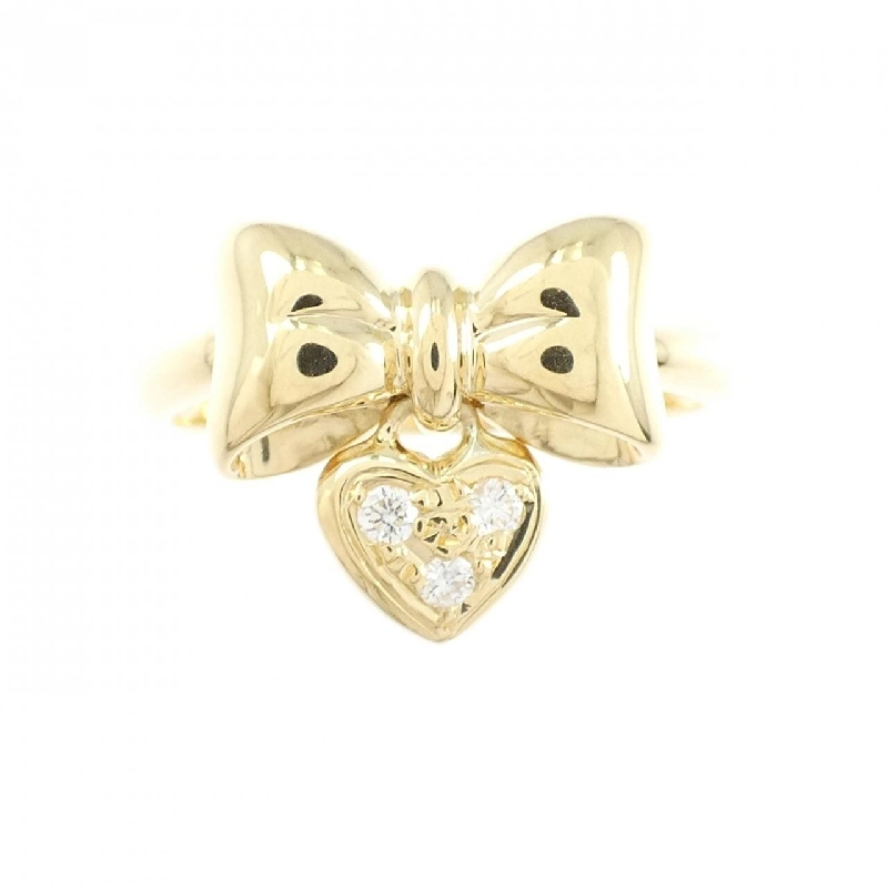 Nhẫn kim cương hình ruy băng × trái tim K18YG - Hàng hiệu Authentic 852674