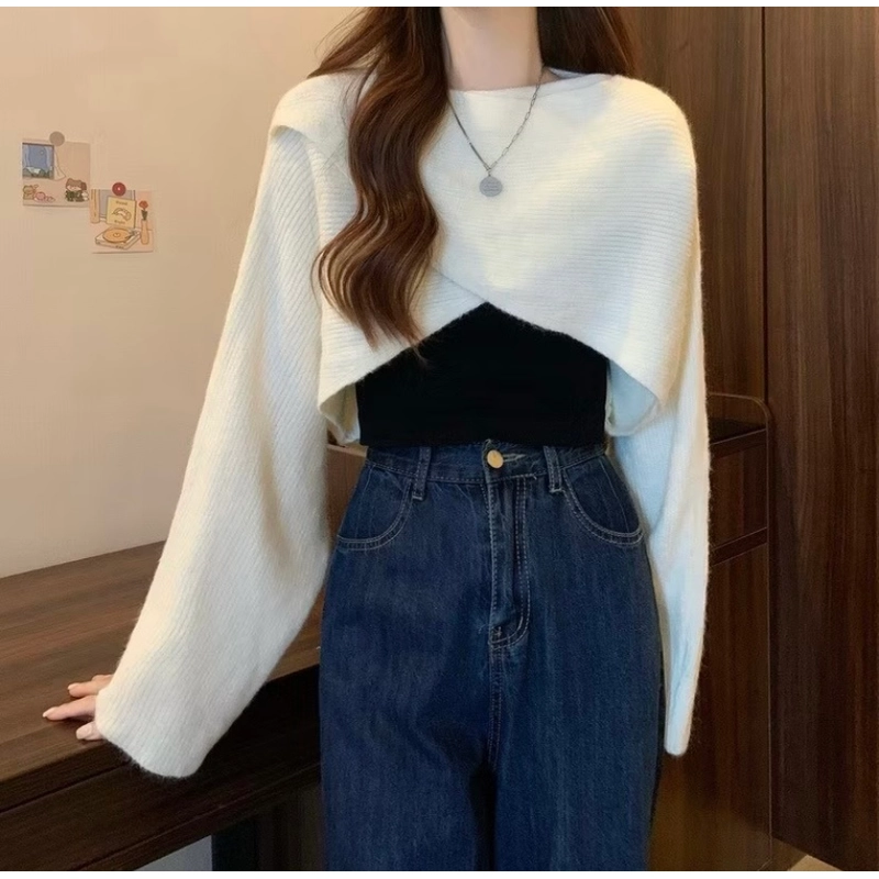 Áo len crop top lệch vai sang chảnh 496422