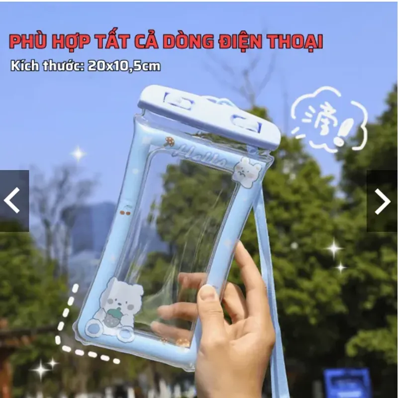 Túi Đựng ĐiệnThoại CHỐNG NƯỚC Viền Phao Hoạt Hình Kèm Dây Đeo 1013698