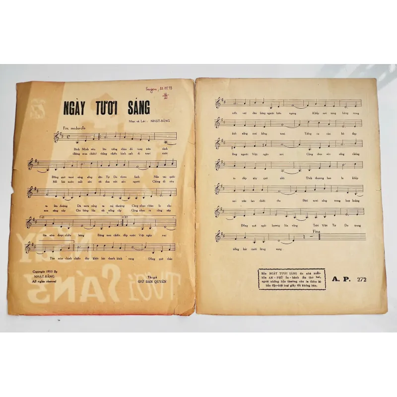 Tờ Nhạc Xưa 1956: NGÀY TƯƠI SÁNG - Nhật Bằng & Nguyễn Hiền (NXB An Phú) 728088