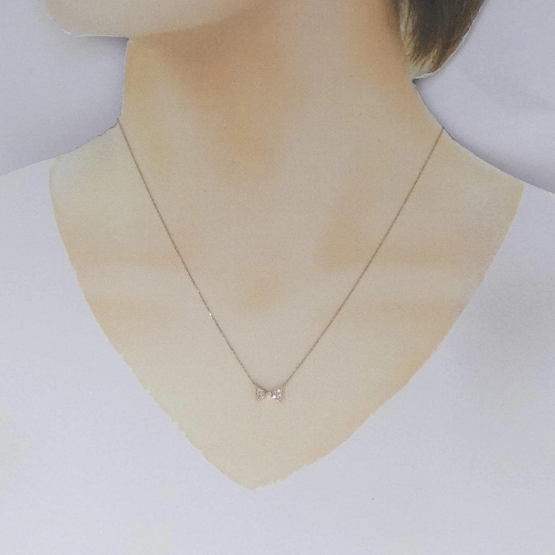 K18PG Dây chuyền kim cương hình ruy băng 0.10CT - Hàng hiệu Chính hãng 862539