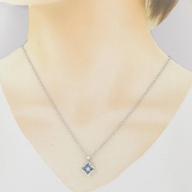 Dây chuyền Aquamarine PT900/PT850 Hoa 0.88CT - Hàng hiệu Chính hãng 859509