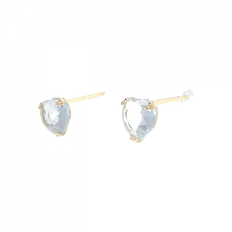 K18YG Bông tai hình trái tim đá Blue Topaz - Hàng hiệu Chính hãng 871402