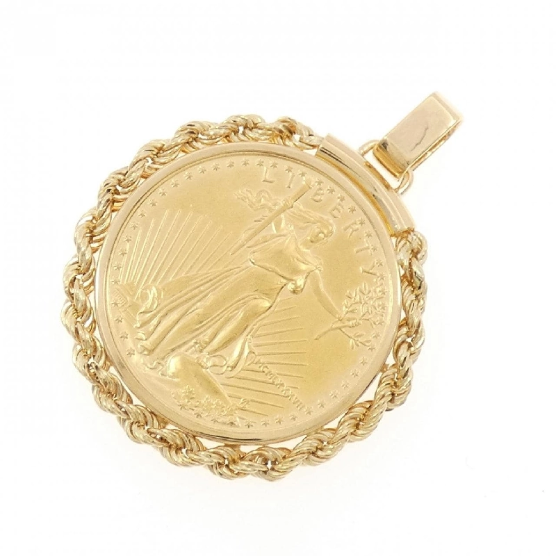 K18YG(枠) Đồng xu Mặt dây chuyền - Hàng hiệu Chính hãng 865185