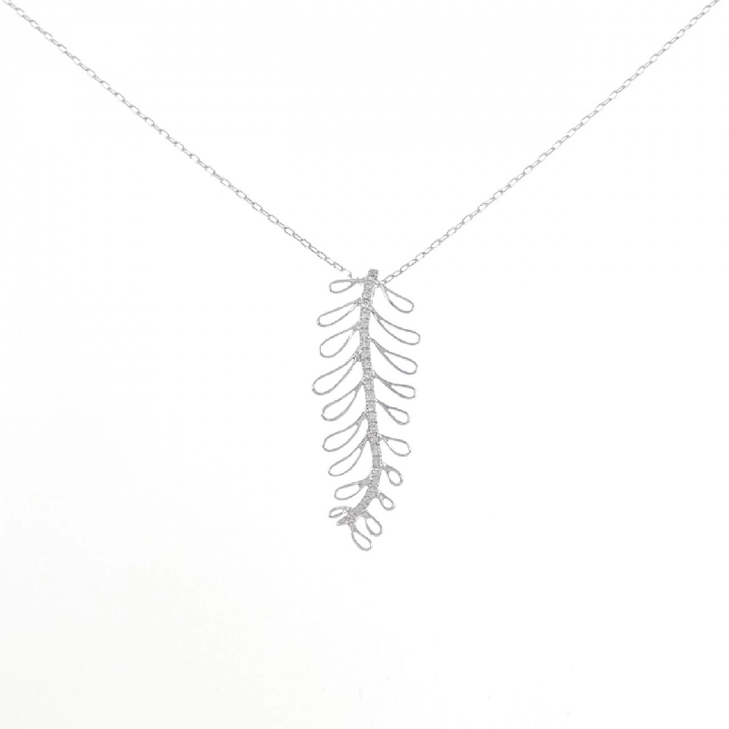 Dây chuyền kim cương 750WG/K18WG hình lông vũ 0.15CT - Hàng hiệu Authentic 864131