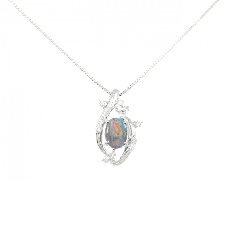 K18WG Mặt dây chuyền opal đen 0.809CT - Hàng hiệu Authentic 857115