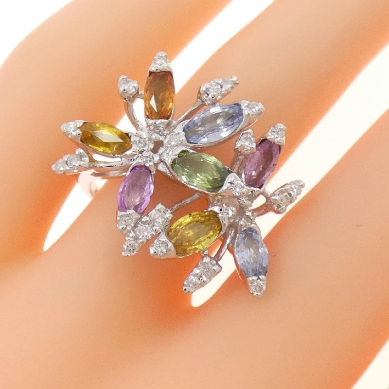 Nhẫn Sapphire K14WG Hoa 2.77CT 668702