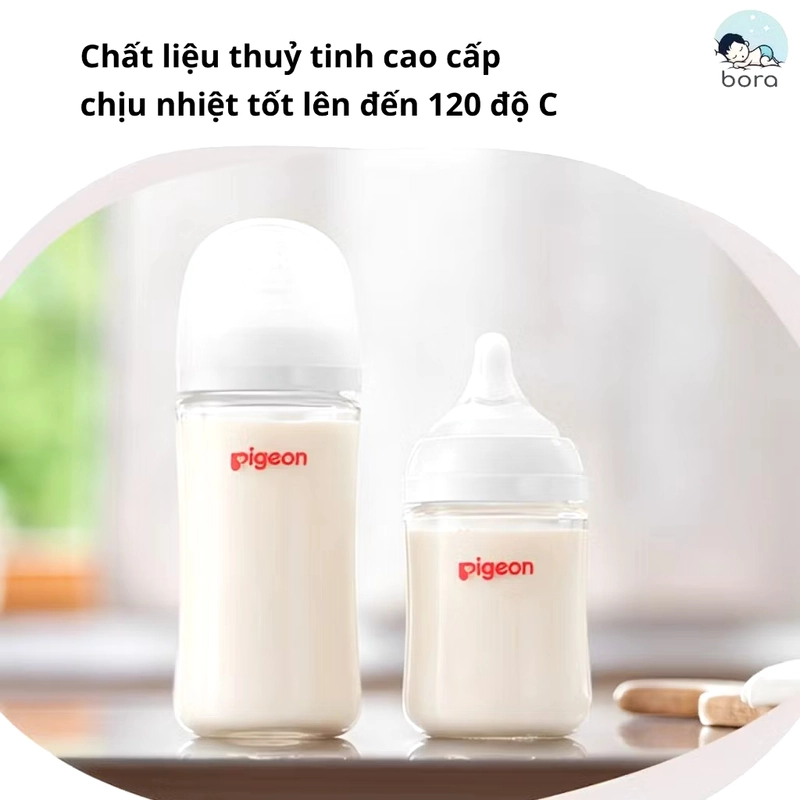 Bình sữa nội địa Nhật Pigeon cổ rộng thủy tinh 160ml size SS từ 0M - Mới 100% 452680