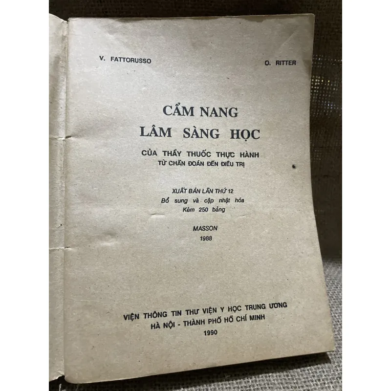  Cẩm nang lâm sàng học  - FATTORUSSO & O. RITTER - tập 3 907767