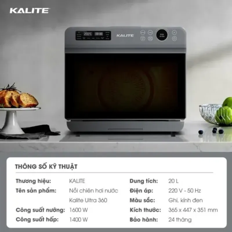 Nồi chiên hơi nước Kalite Steam Ultra 360 4in1 công nghệ SteamTech Fusion 360, chính hãng 572985