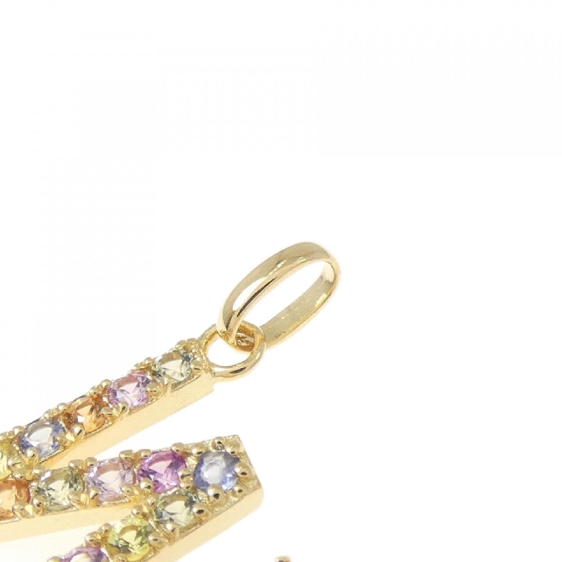 K18YG Chữ cái W Mặt dây chuyền Sapphire 0.32CT - Hàng hiệu Chính hãng 861770