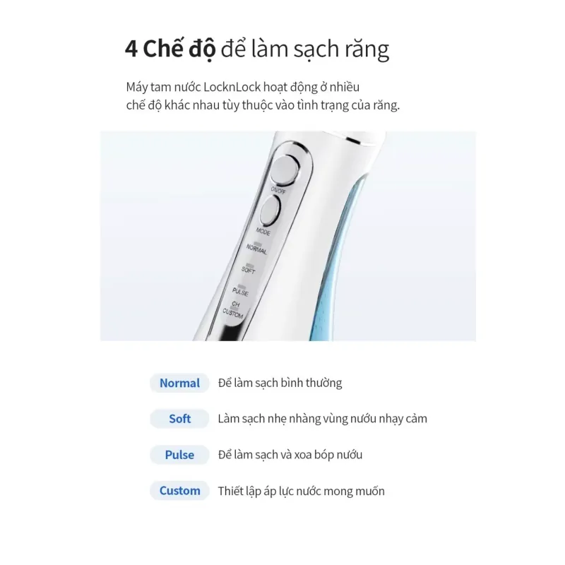 Máy tăm nước 4 chế độ dùng được răng niềng Lock&Lock Cordless Oral Irrigator 200ml 1002109