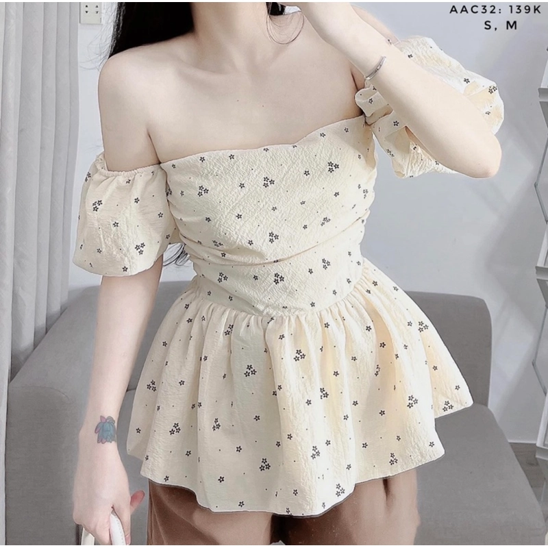 Thanh lý áo thô trễ vai hoa nhí BARE 459594