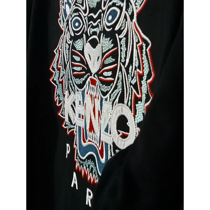 Áo len Kenzo chui đầu thêu logo đầu hổ màu đen 719780