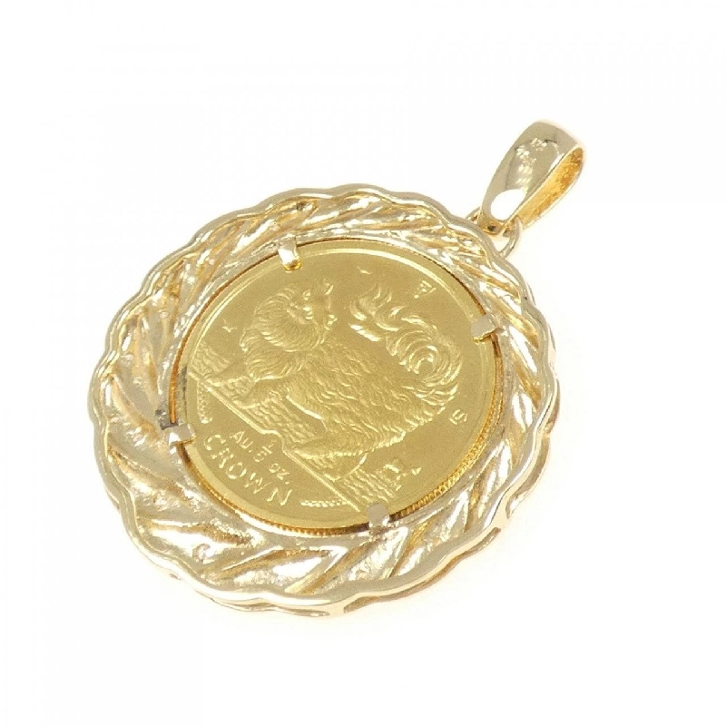 K18YG(枠) Dây chuyền đồng xu kim cương 0.1CT - Hàng hiệu Authentic 863896