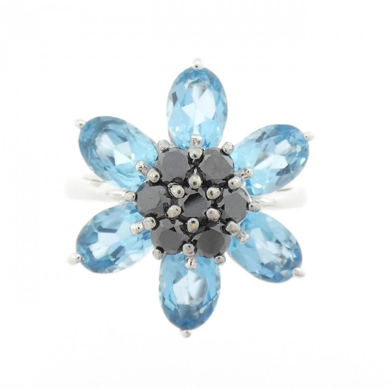Nhẫn Blue Topaz K18WG Hoa 667592