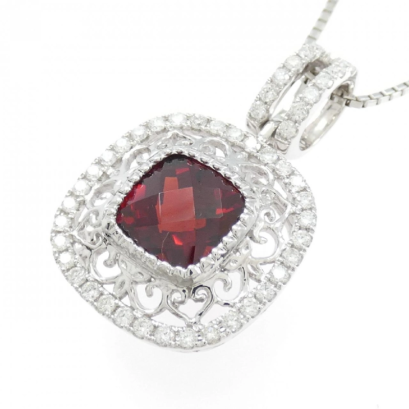 K18WG Đá Garnet Dây Chuyền - Hàng hiệu Chính hãng 857116