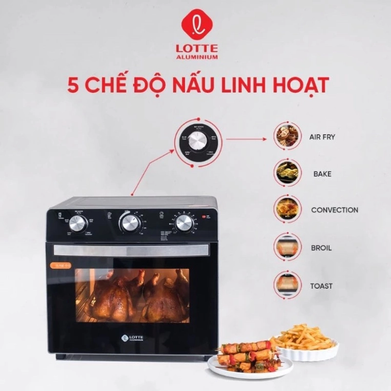 (MUA 1 TẶNG 1) Lò Nướng Lotte Kiêm Nồi Chiên Không Dầu Lotte Model LPT-OAF23-B 472345