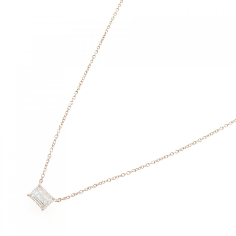 Dây chuyền kim cương K18PG 0.377CT I SI2 cắt hình Emerald - Hàng hiệu Authentic 875267