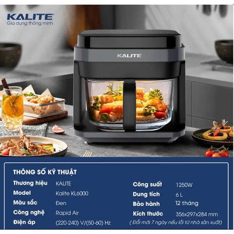 🌟 Nồi chiên Kalite 6L – Công nghệ Rapid Air giảm 80% chất béo! 708634
