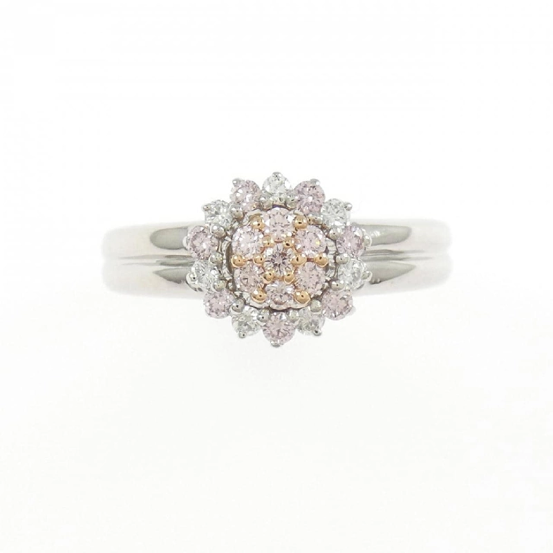 Nhẫn kim cương hoa PT900/K18PG 0.20CT 666979