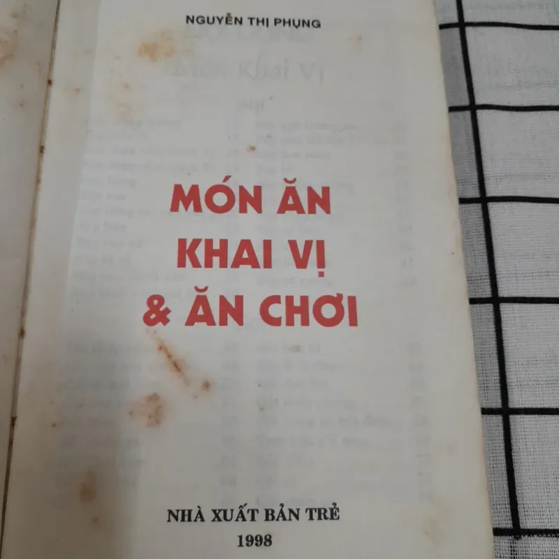 Sách nấu ăn MÓN KHAI VỊ VÀ MÓN ĂN CHƠI. Bìa cứng. Tg. Nguyễn Thị Phụng. NVH Phụ Nữ 737823