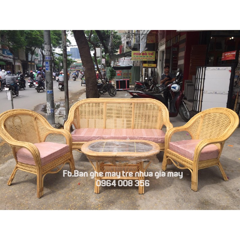 Sofa mây tre đan truyền thống cho phòng khách gia đình 60490