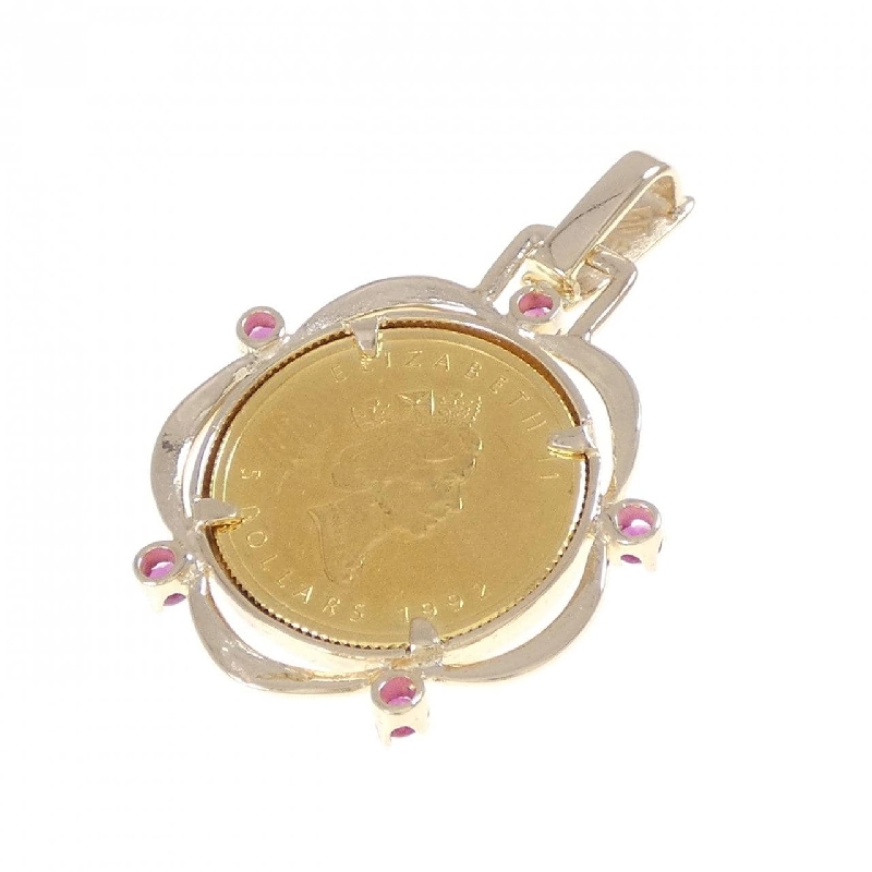 Mặt dây chuyền đồng xu ruby 14KYG (khung) - Hàng hiệu Authentic 867483