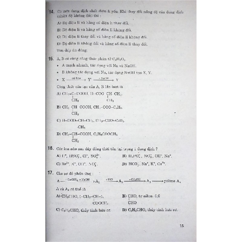 Bộ Đề Trắc Nghiệm Khách Quan Hóa Học Lớp 12 Xưa 8052