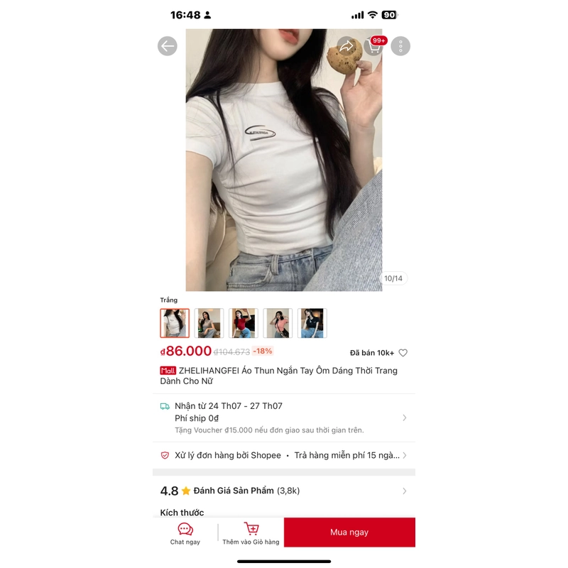 Áo thun ngắn tay ôm dáng thời trang 507434