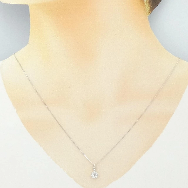 K18WG Hoa Kim Cương Dây Chuyền 0.23CT - Hàng hiệu Chính hãng 860165