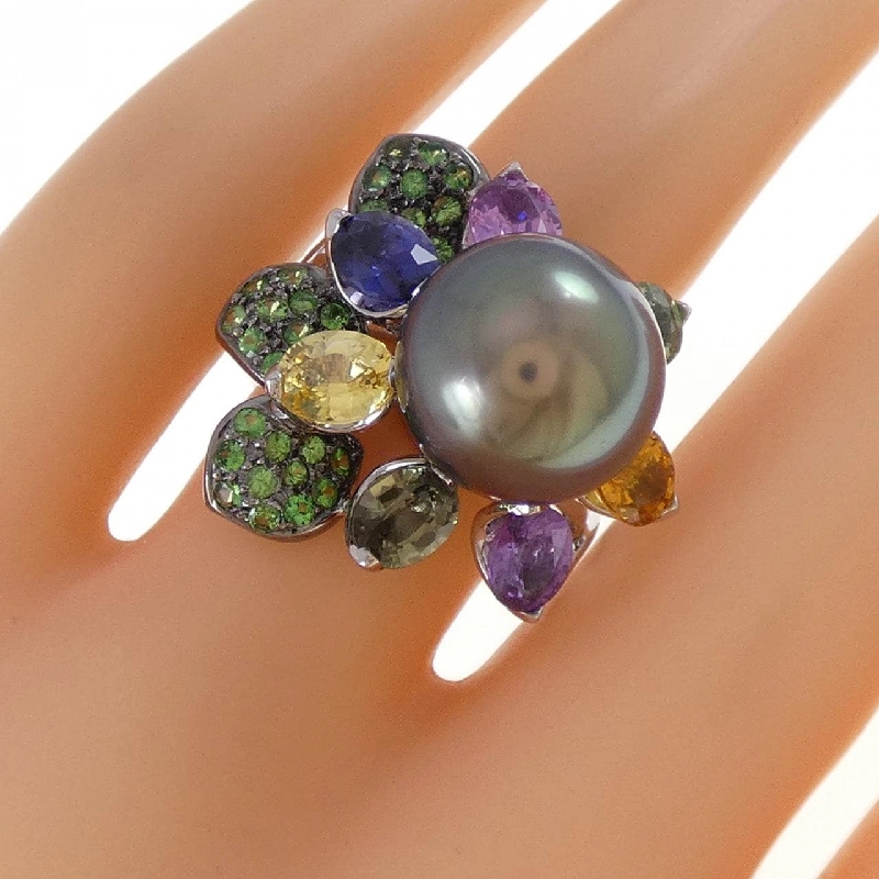 Nhẫn đá màu K18WG/K18BG - Hàng hiệu Authentic 854509