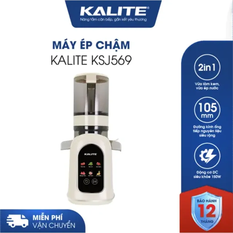 Máy ép chậm Kalite KSJ569 chính hãng ép kiệt bã 99%, không sinh nhiệt, tích hợp làm kem 573810