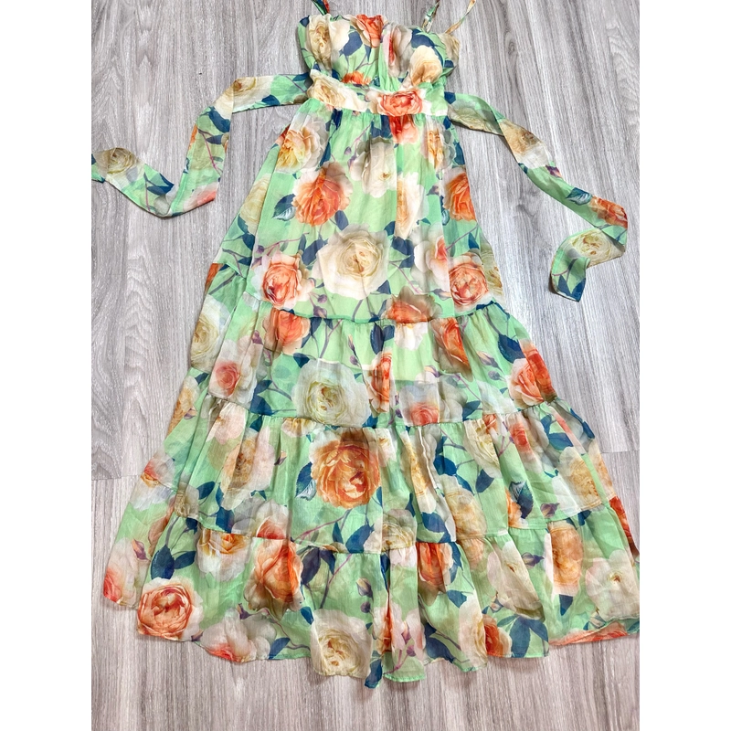 Váy tơ hoa maxi có mút ngực 444440