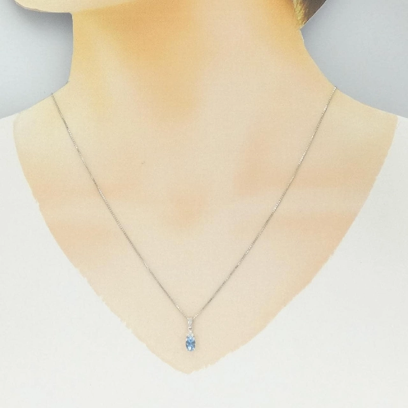 Dây chuyền aquamarine PT900/PT850 0.43CT - Hàng hiệu Authentic 855611