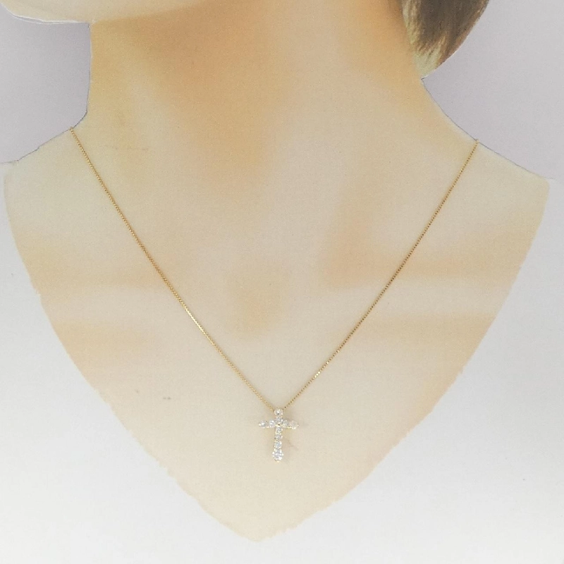 K18YG Dây chuyền kim cương hình chữ thập 0.51 - Hàng hiệu Chính hãng 862194