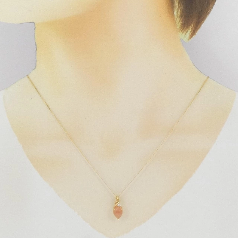 K18YG Đá Rhodochrosite Dây Chuyền 2.374CT - Hàng hiệu Chính hãng 856926