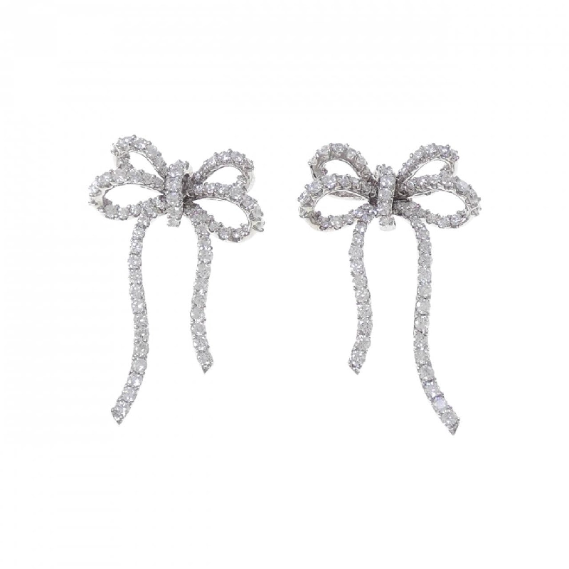 K18WG Bông tai kim cương hình ruy băng 3.40CT - Hàng hiệu Chính hãng 872341