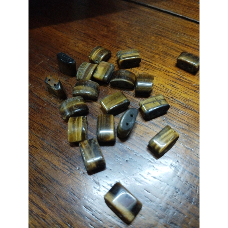 Hạt đá mắt hổ nâu vàng – Chuỗi 19 hạt 15mm – làm vòng tay phong thủy 534143
