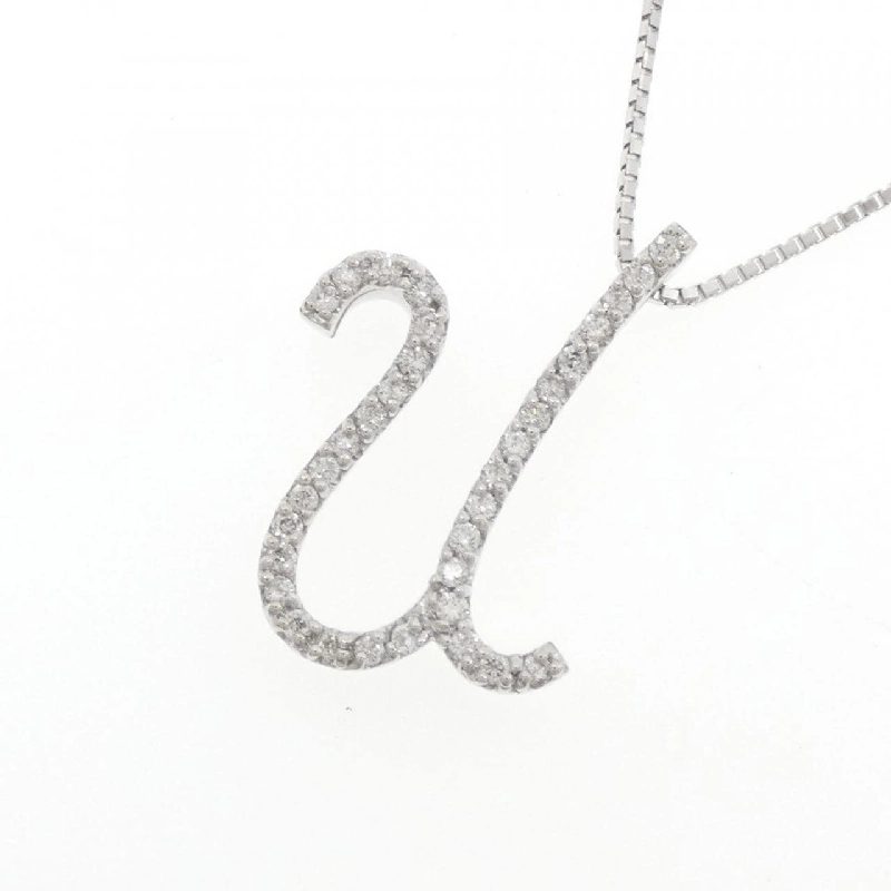 K18WG Chữ cái U Dây chuyền kim cương 0.19CT - Hàng hiệu Chính hãng 861176