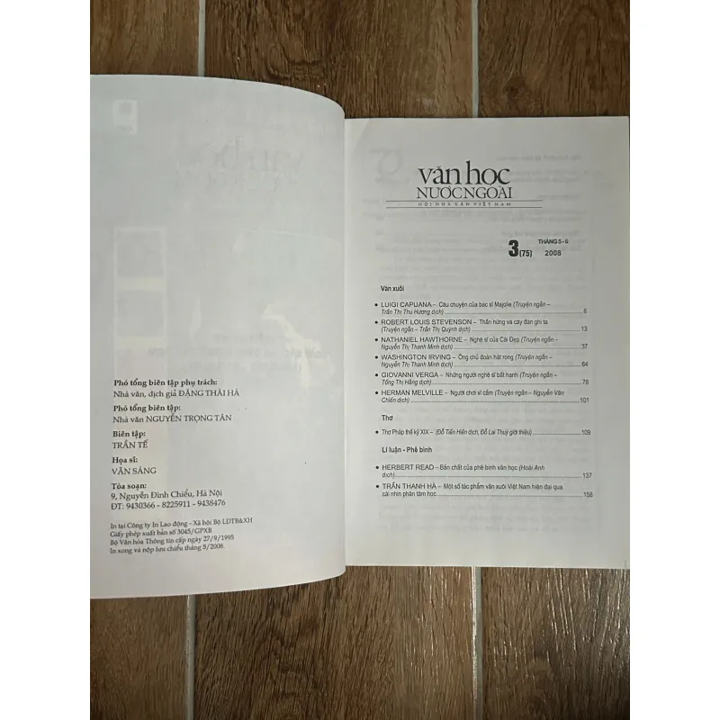 Tạp Chí Văn Học Nước Ngoài - Số 3/2008 (truyện ngắn lãng mạng, thơ Baudelaire và Hugo,...) 740035