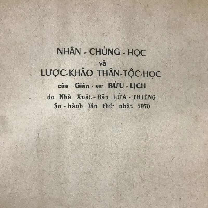 Nhân chủng học và lược khảo thân tộc học - bửu lịch 717950