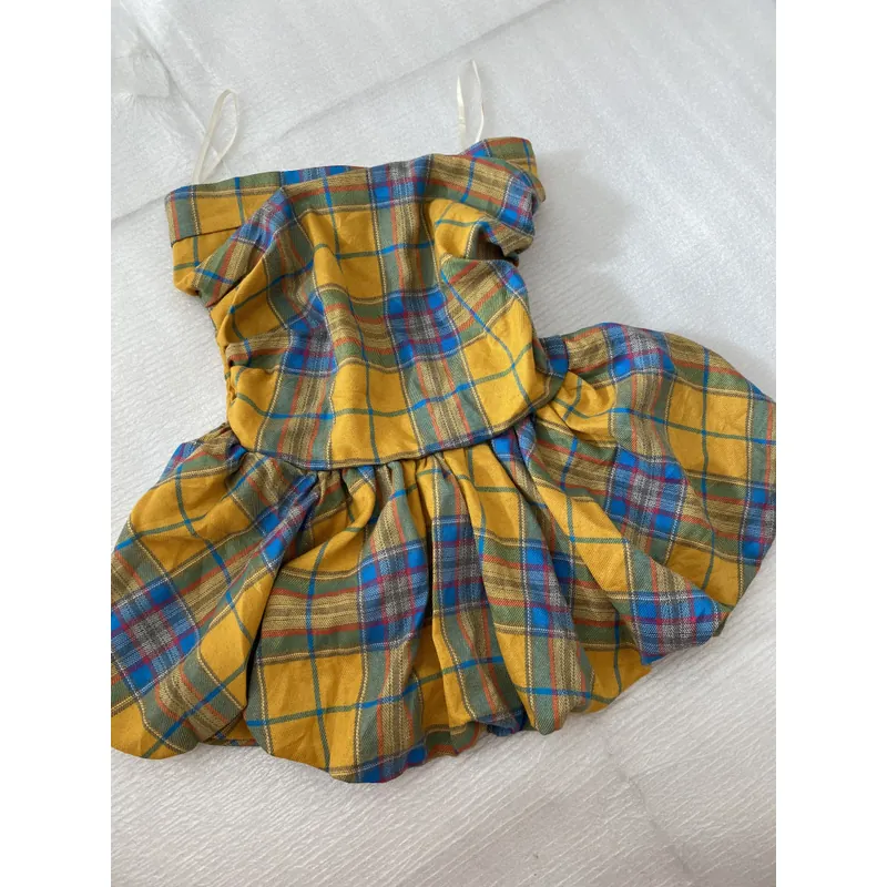 Áo cúp ngực caro vàng xanh 720347