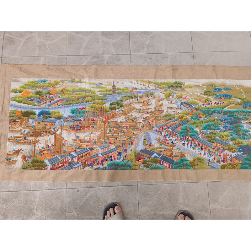 Tranh thêu chữ thập thành phẩm Cô Tô Phồn Hoa Đồ 225x70cm 495669