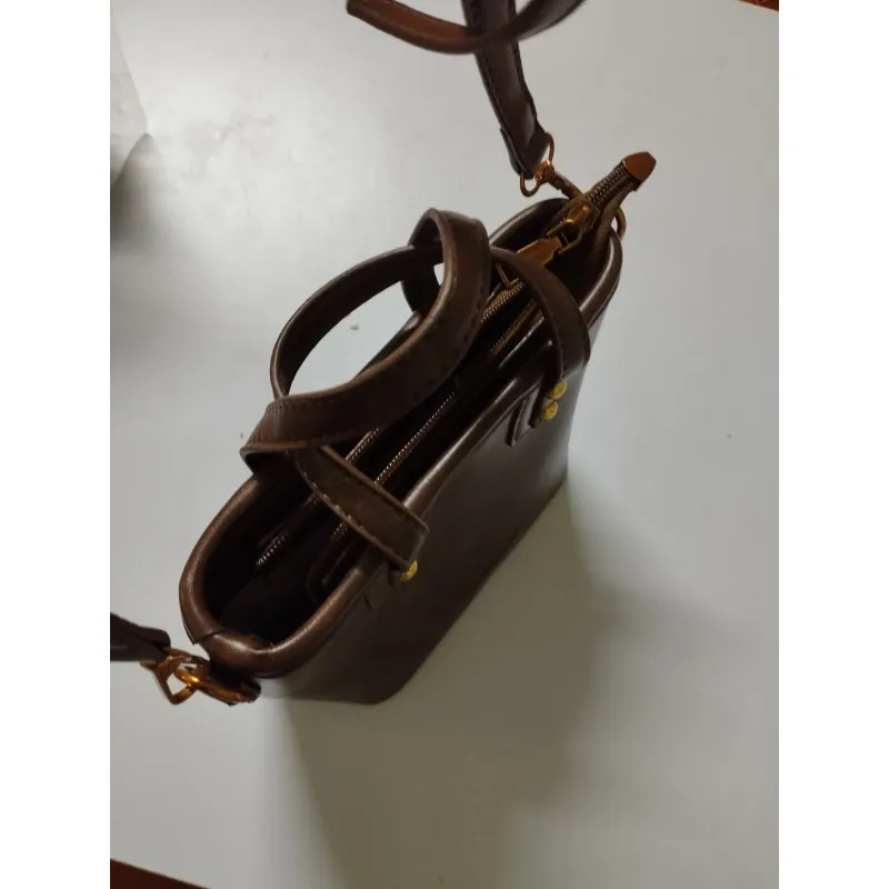 Túi xách nữ da PU size trung màu nâu phong cách cổ điển 722457