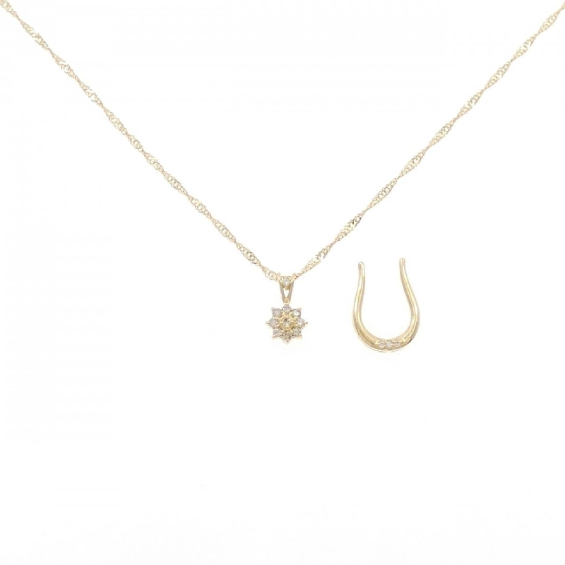 K18YG 2WAY Hoa Hồng Kim Cương Dây Chuyền 0.12CT - Hàng hiệu Chính hãng 860021