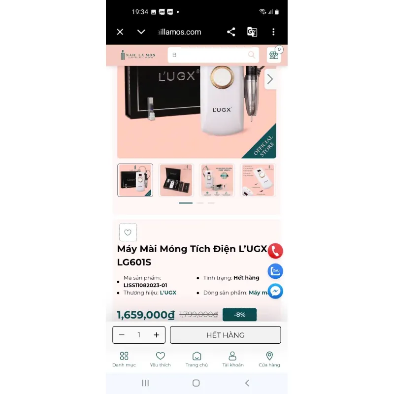 Máy mài móng tích điện L'UGX LG601S 932971