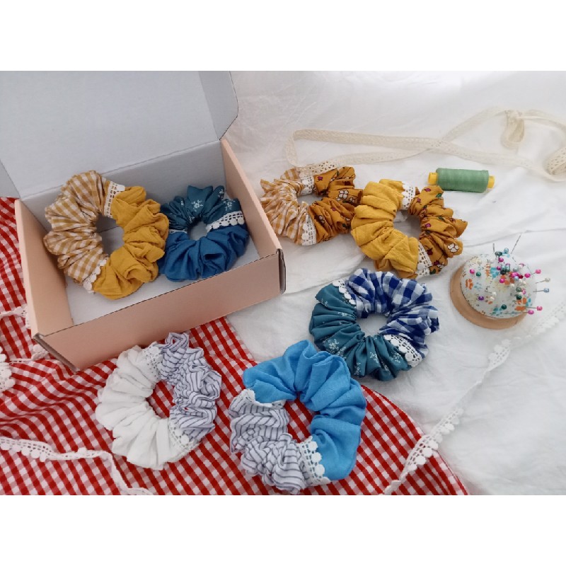 Scrunchies 2 màu phối ren 2026