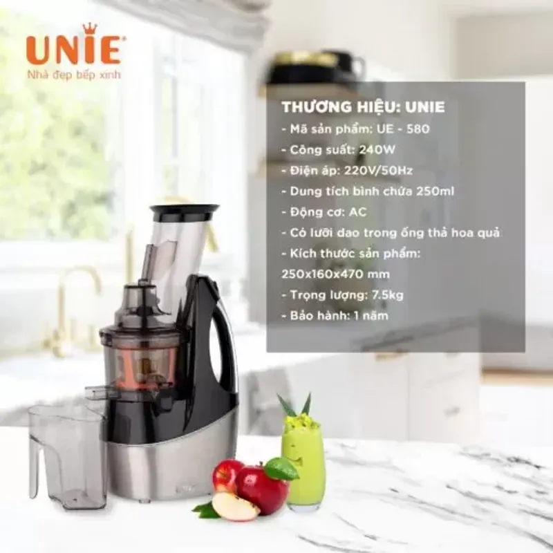 UNIE UE-580 – Máy ép chậm ép kiệt bã 98%, nước ép nhiều gấp 1.5 lần 927022