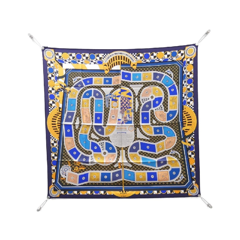 Hermès LE TOUR DU MONDE EN 63 CASES Carré 003177S Khăn choàng 625536